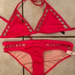 RED CUT OUT VICTORIA SECRET BIKINI